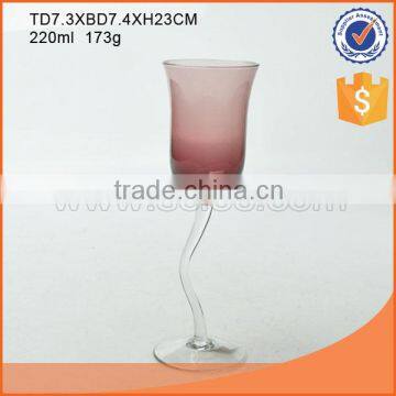 220ml colored crooked stem champagne stemmed glass