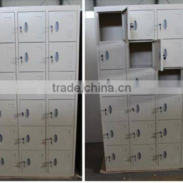 Cold rolled steel 18 door school storage wardrobe / metal dormitory locker with 18 doors