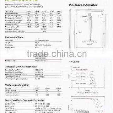 Polycrystalline Silicon Material Polycrystalline Solar Panel Black 250w photo-6