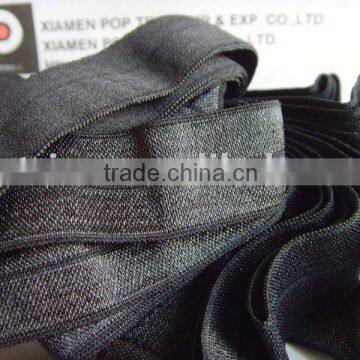 Shinny Nylon Black Folded Elastic Webbing