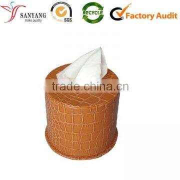 Hot sale custom leather round tissue box