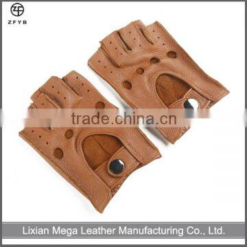 2016 New style handmade deerskin half finger leather men bicycle gloves