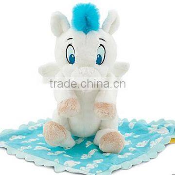 baby plush stuffed white horse toy with blanket