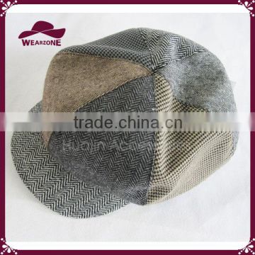 6 Piece Tweed Stetson Herringbone Hatteras Newsboy Cap