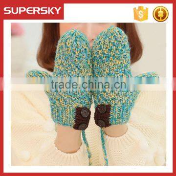 V-406 fashion cable pattern handmade mitten gloves with button crochet coarse needle mitten gloves knit arm warmer