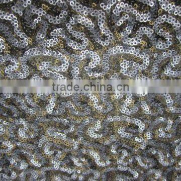 two tone allover spangle sequin embroidery net fabric for dress-silver/bronze