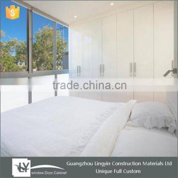 modular designs white satin lacquer wardrobe with swing door bedroom furniture set for wholesale