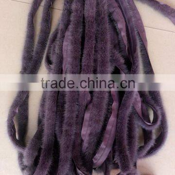 China Wholesale Dye Mink Fur Strip / Fur Collar / Real White Mink Fur Trimming photo-4