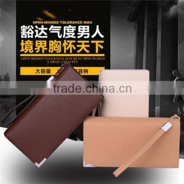 Low Cost Fashion PU Leather Unisex Card Long Wallet Hand Purse for Men photo-2