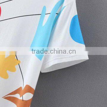 2016 Spring Summer New Fashion Printed Cotton t Shirt of Women Clothing Printed White Lady T-shirt photo-5