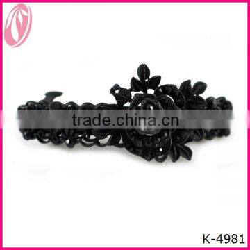 2014 Stylish black metal diamante flower hair barrette