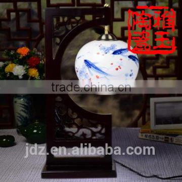 Traditional LED Table Lamp Jingdezhen Ceramic Wood Lamp 220v 110v E27 LED Lamp 40W For Bedroom Hotel Villa Company Gift