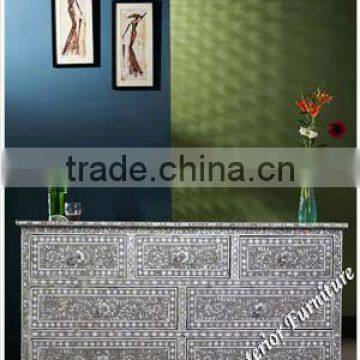 Mother of Pearl Inlay 7 Drawer Large Chest