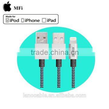 MFi certified 10ft aluminum casing fabric data charge cable