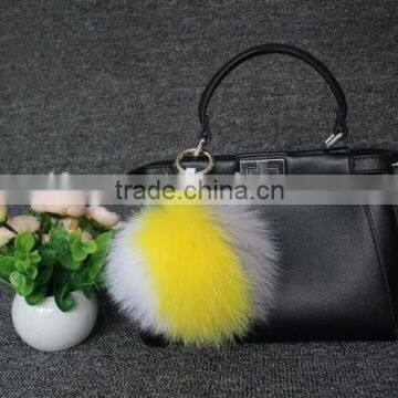 customized multi-colors real fox fur pompon good quality low prices for bag charm knit beanie keychain fashion accessories