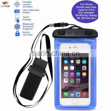 Luckiplus Travel Sport Swimming Phone Bag Waterproof, Snowproof, Dirtproof Case Bag for Phone Blue