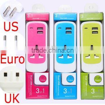UK Plug Beautiful Portable Powerful 3in1 USB Socket Wall Charger Travel Adapter photo-2