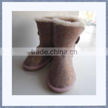 Winter warmly sheepskin leather china wholesale shoes for children