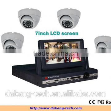 4ch 960H dvr kit with 7inch LCD Screen, cmos 800tvl security camera kit,security DIY Kit,iPhone&Anroid phone view