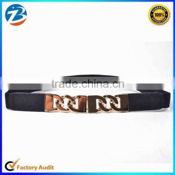 Factory Direct Sale Lady Black Elastic Dress Belts with PU Fittings