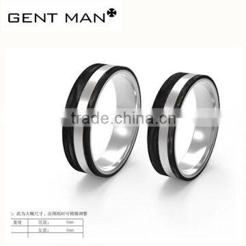 925 Sterling Silver ring men' carbon fiber couple ring CMSSR-2016-098L-1