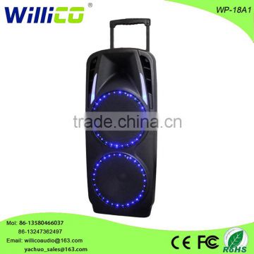 Dual 10 inch big power plastic speaker with multifunction color light