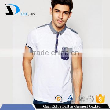 Daijun Men's high quality 200grams dri fit white 100 cotton polo shirts with pockets