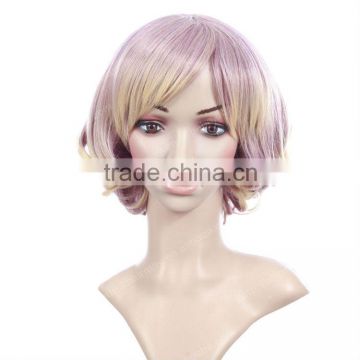 Hot ladies star wigs pink curly