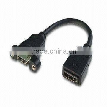 10cm HDMI Cable Assembly with HDMI Female to Female Panel Mount