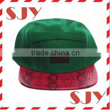 Wholesale 5 panel leather strap custom snakeskin baseball cap