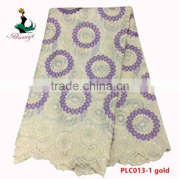 Haniye 2016/PLC013 latest High Quality Swiss Cotton Lace Fabric 100% Cotton Polish Lace with stones