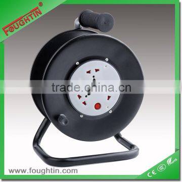 3 way power extension socket metal reel with 25 meters cable and plug multi socket extension cord