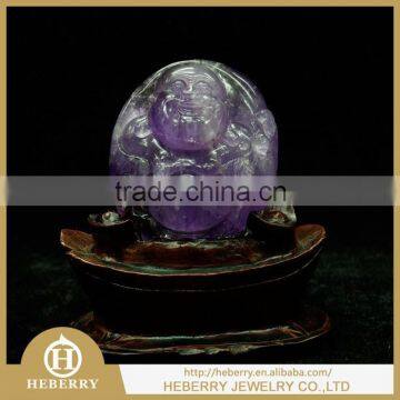 Natural Purple Amethyst Stone Carved Buddha Statue