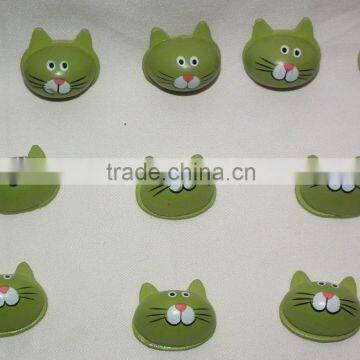 Wooden craft fridge magnet popular cathead sticker for promotion handmade mini cat face decoration in stock