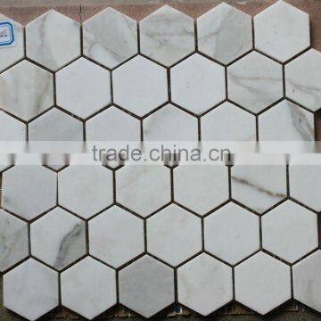 hexagon white marble mosaic tile