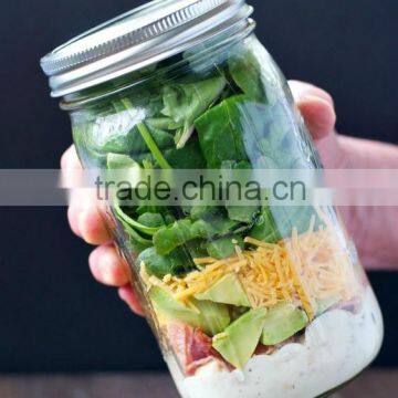 Hot Sale Etch Glass 800ml Glass Mason Jar Salad manufacturer