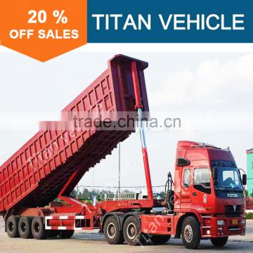 Titan Tri Axle Side / Rear Semi Dump Truck Trailer With High Quality