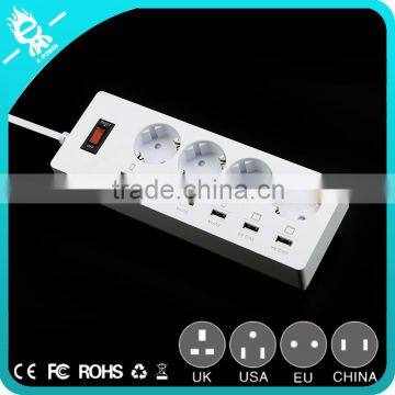 2016 new electric socket surge protector retractable smart 6 usb power strip
