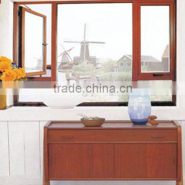 CE/SGS certification wood grain aluminium casement window