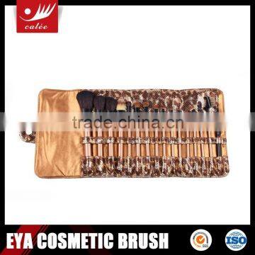 Best seller 16pcs facial makeup brush set with leopard-print pouch