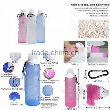 BPA Free Silicone Collapsible Sport Water Bottle photo-5