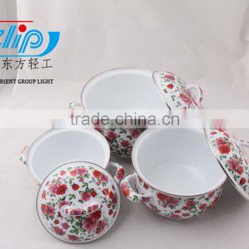 3 PCS ENAMEL CASSEROLE FULL OF FLOWER photo-5