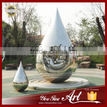 Mirror Polish Water Drop Stainless Steel Sculpture For Lake Decor