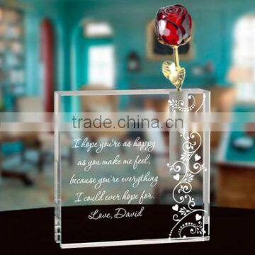 2016 elegent K9 crystal rose with beauty vase for wedding favors or home decoration