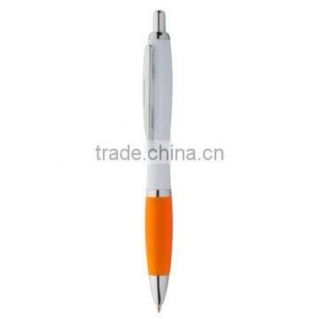 Popular White Promotional Pen With Coloured Rubber Grip Ans Shiny Chrome Parts photo-6