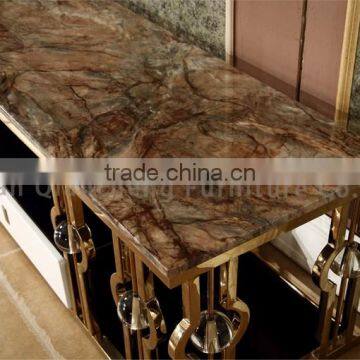 Luxury Stone Top Modern Iron TV Stand photo-5