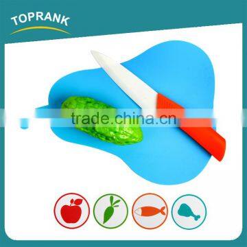 Toprank High Quality Pear Shaped Color Coded Chopping Board Flexible Plastic Cutting Mat Set Thin Vegetable Cutting Board photo-3