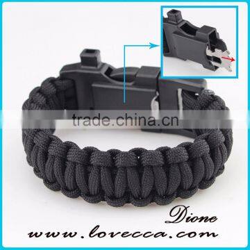 Black Multifunctional Compass Thermometer Clasp Paracord Bracelet photo-2