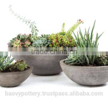 Round Cement Planters, Set of 3.