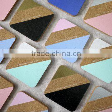 Geometric Cork Coasters Colorful Printed Quare Coaster Set Cup Coasters Cork photo-3
